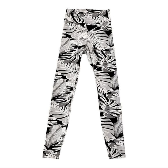 Koral Black White Floral Paradise High Rise Athletic Leggings SZ S NWOT - Picture 3 of 12